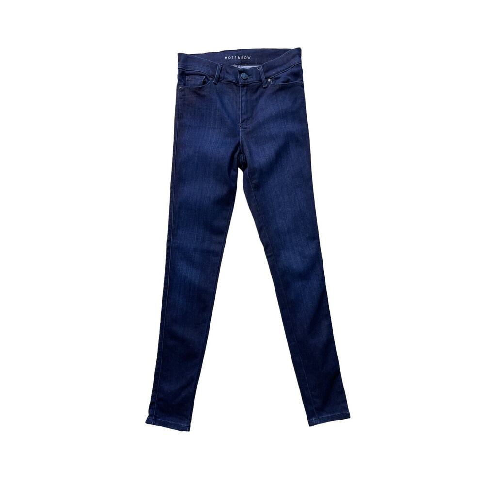 Mott & Bow Jeans Womens 25x28 High Rise Skinny Blue Dark Wash Tapered Stretch